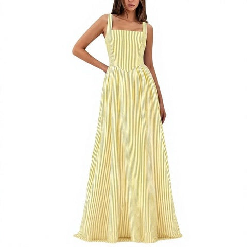 French style square neck A-line dress for women