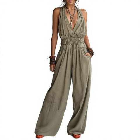 Minimalist camisole jumpsuit in light matcha green