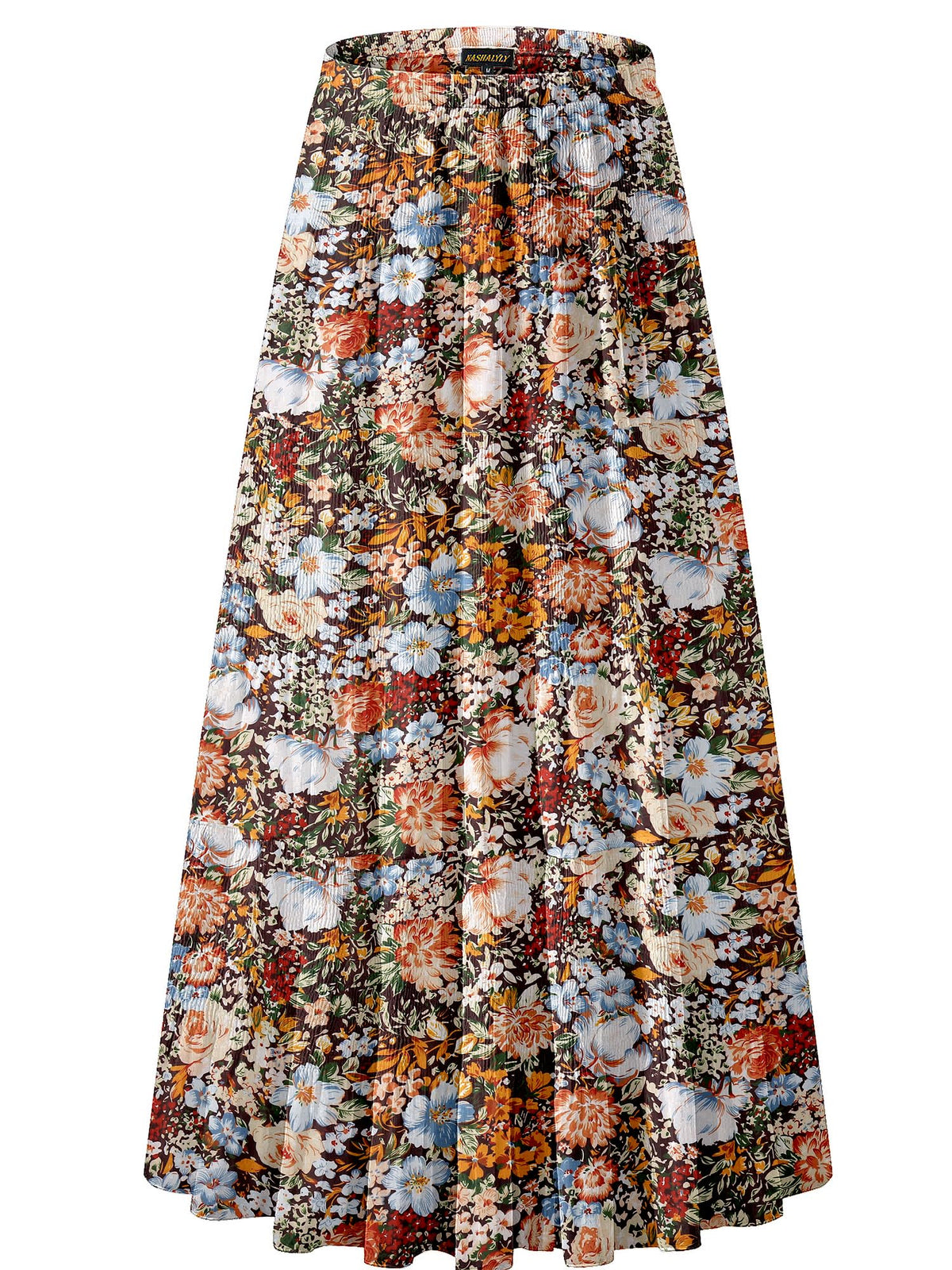 Women's Chiffon Elastic High Waist Pleated A-Line Maxi Skirts