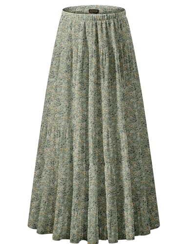 Women's Chiffon Elastic High Waist Pleated A-Line Maxi Skirts